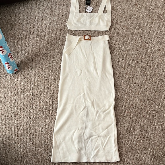 Fashion Nova Elegant White Leaving Now Skirt Set - Picture 6 of 6